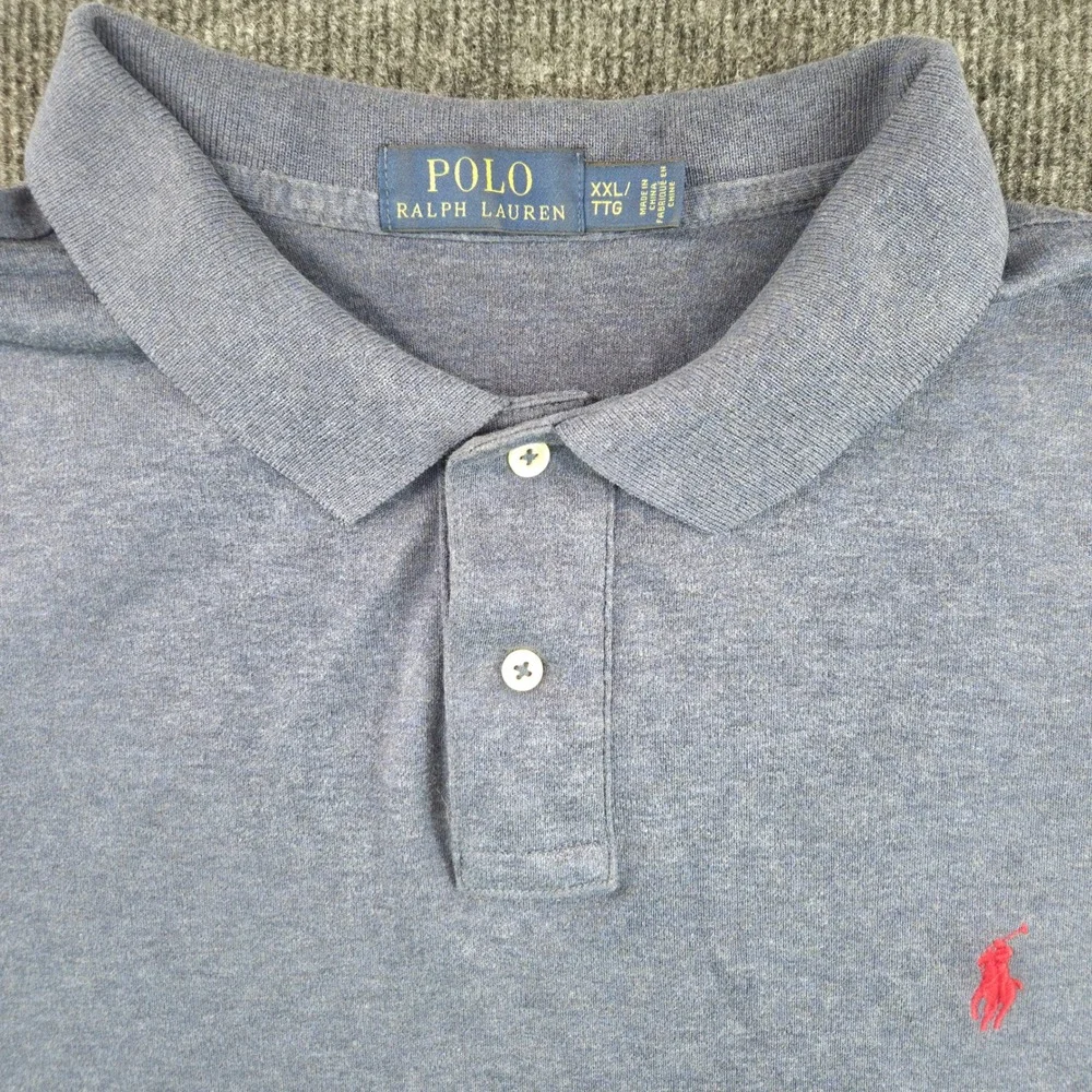Polo Ralph Lauren Mens XXL‎ Blue Short Sleeve Cotton Jersey Polo Shirt Red Pony